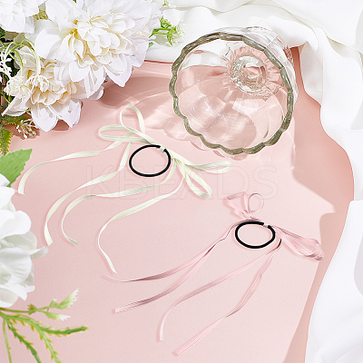 4Pcs 4 Colors Satin Hair Ties OHAR-GO0001-15-1