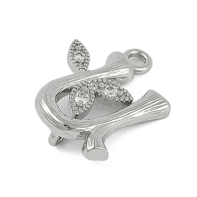 Brass Crystal Rhinestone Letter Links Connector Charms KK-S395-06P-U-1