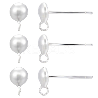 5 Pairs 925 Sterling Silver Stud Earring Findings STER-BBC0008-94S-1
