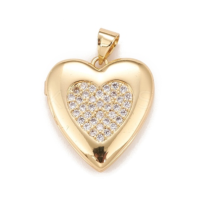 Brass Micro Pave Cubic Zirconia Locket Pendants LS-KK-A161-47G-1