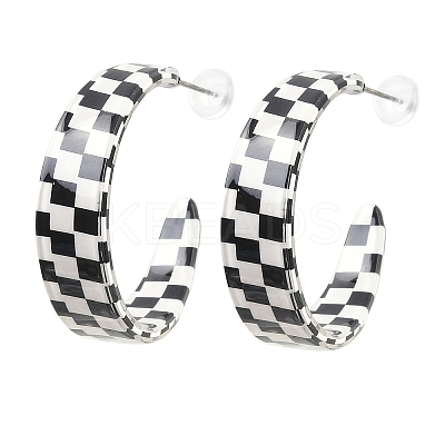 13 Pairs 13 Colors C-shaped Acrylic Stud Earrings for Women EJEW-DC0001-44-1