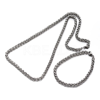 Tarnish Resistant 304 Stainless Steel Wheat Chain Jewelry Sets For Men SJEW-O032-04P-1