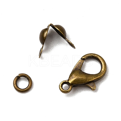 Zinc Alloy Lobster Claw Clasps & Brass End Bead Tips & Jump Rings Findings Kits DIY-GO0002-21AB-1