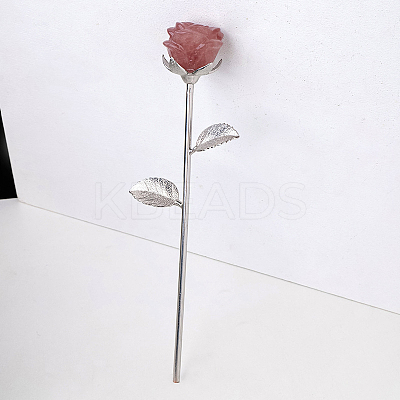 Natural Strawberry Quartz Carved Rose Ornaments DJEW-PW0022-03P-02-1