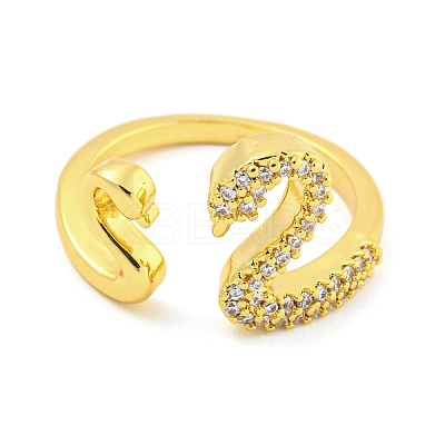 304 Stainless Steel Cubic Zirconia Open Cuff Ring for Women LS-RJEW-S406-05G-03-1