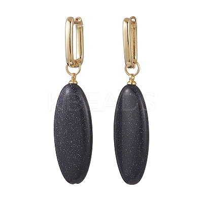 2 Pairs Synthetic Blue Goldstone & Natural Howlite Hoop Earrings EJEW-JE07000-1