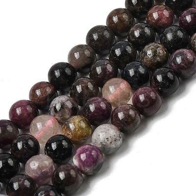 Round Natural Multicolor Tourmaline Beads Strands G-K068-13-6mm-01-1