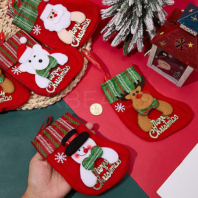 12Pcs 4 Styles Cloth Christmas Stocking Gift Bag Pendant Decoration FIND-SP0020-60D-1