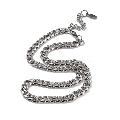 Non-Tarnish 304 Stainless Steel Diamond Cut Cuban Link Chain Necklace NJEW-D045-09P-1