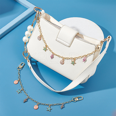 2Pcs 2 Colors Brass Bag Decorative Chains FIND-PH0008-75-1