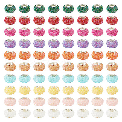 100Pcs 10 Colors AB Color Resin Rose Flower European Beads RESI-TA0003-89-1