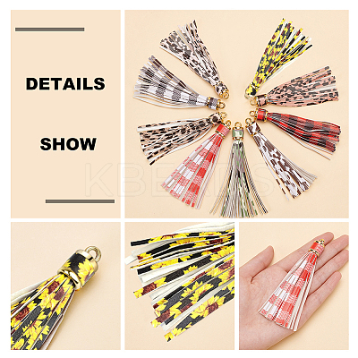 9pcs 9 colors PU Imitation Leather Tassel Pendants FIND-WR0005-86-1