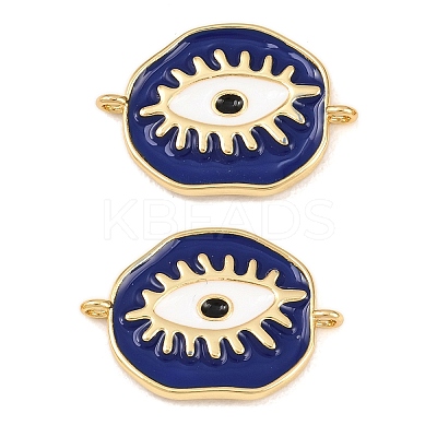 Brass Enamel Blue Evil Eye Links Connector Charms KK-Z146-12G-1