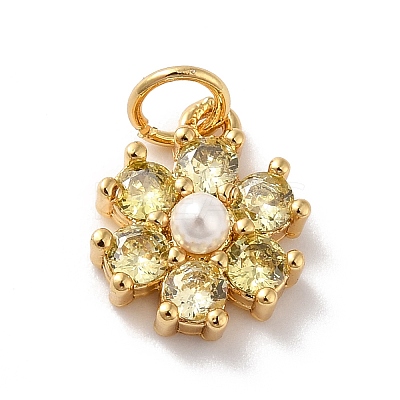 Rack Plating Brass Micro Pave Cubic Zirconia Charms KK-A160-22B-G-1