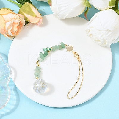 3Pcs Round Glass & Natural Amethyst & Rose Quartz & Green Aventurine Chips Hanging Suncatchers HJEW-JM04209-1