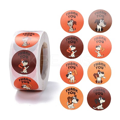 Flat Round Paper Thank You Stickers LS-DIY-C042-12C-1