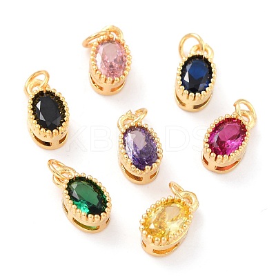 Real 18K Gold Plated Brass Inlaid Cubic Zirconia Charms ZIRC-L100-079G-1