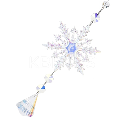AB Color Glass Snowflake Pendant Decorations AJEW-Q144-02P-01-1