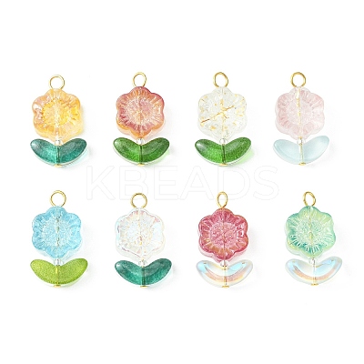 50Pcs Glass Pendants PALLOY-TA00059-01-S-1