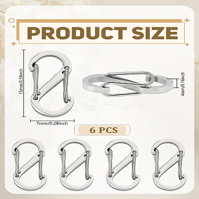 6Pcs 304 Stainless Steel Push Gate Snap Key Clasps STAS-LP0005-52-1