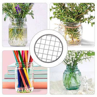15Pcs Galvanized Iron Mason Jar Flower Frog Lid AJEW-GF0007-42-1