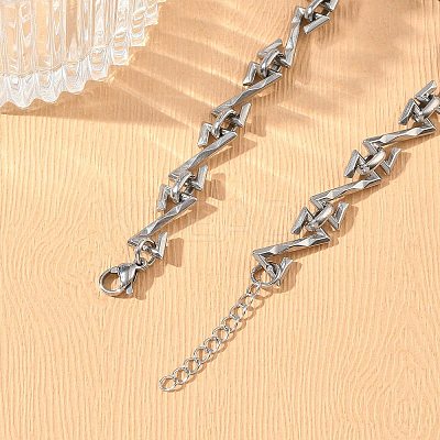 Hammered 304 Stainless Steel Link Chain Bracelets for Women BJEW-D466-07P-1