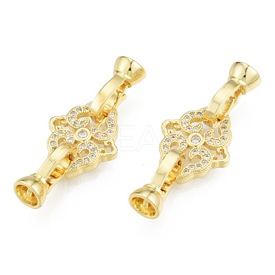 Brass Micro Pave Clear Cubic Zirconia Fold Over Clasps KK-N231-361LG-1