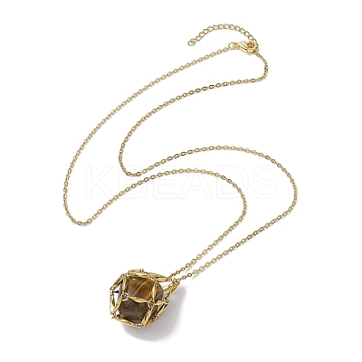 Crystal Stone Cage Pendant Necklaces NJEW-JN04760-03-1