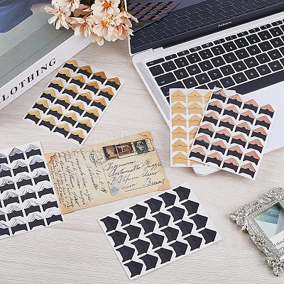 10Pcs 5 Colors Retro Hot Stamping Paper Photo Corner Self-Adhesive Stickers AJEW-CP0003-78-1