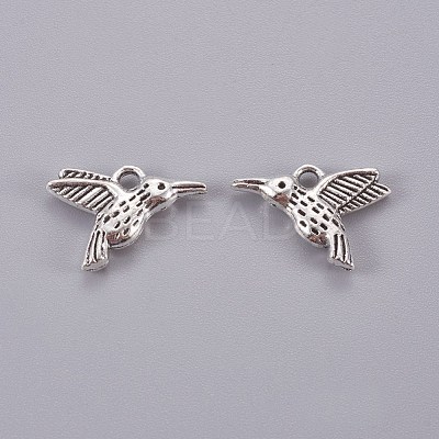 Tibetan Style Alloy Hummingbird Charms Pendants X-TIBEP-1096-AS-LF-1