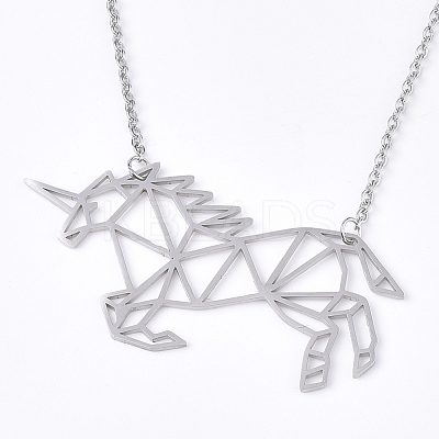 Non-Tarnish 201 Stainless Steel Pendant Necklaces NJEW-T009-JN035-1-40-1