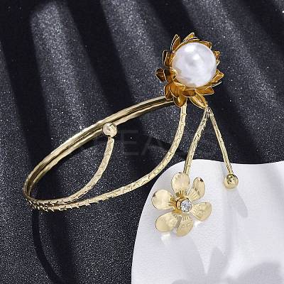 Lotus Alloy Arm Cuff Bangles for Girl Women LS-AJEW-A063-01J-G-1