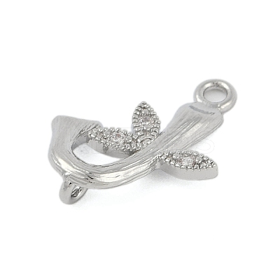 Brass Crystal Rhinestone Letter Links Connector Charms KK-S395-06P-J-1