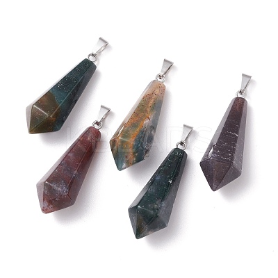Natural Indian Agate Pointed Pendants G-I314-02P-19-1