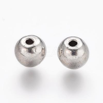 Tibetan Style Alloy Round Beads TIBEB-5204-AS-NR-1