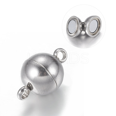 Tarnish Resistant 304 Stainless Steel Magnetic Clasps with Loops X-STAS-K006-8mm-04C-1