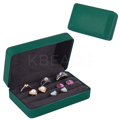 3-Slot Rectangle PU Leather Finger Ring Display Boxes CON-WH0099-10B-1