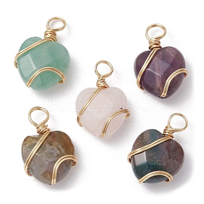 Natural & Synthetic Mixed Gemstone Coppwer Wire Wrapped Pendants PALLOY-JF02315-1