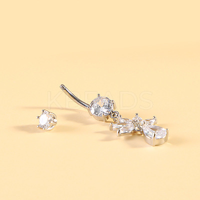 316L Surgical Stainless Steel Micro Pave Clear Cubic Zirconia Belly Rings FS-WG9E32A-08-1