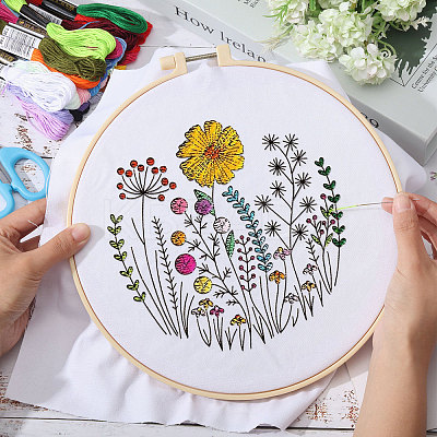 DIY Flower Embroidery Kits DIY-GL0004-115-1