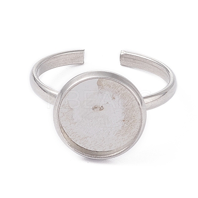 Non-Tarnish 304 Stainless Steel Cuff Rings Components STAS-F274-04B-1