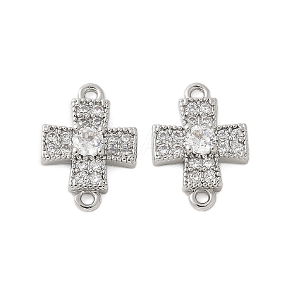 Brass Micro Pave Cubic Zirconia Connector Charms KK-U056-38P-1