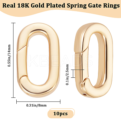 10Pcs Brass Spring Gate Rings KK-BBC0015-57G-01-1