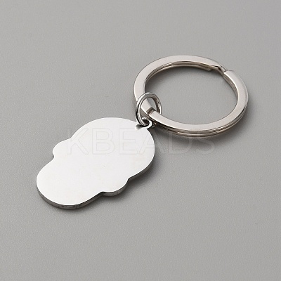 Sugar Skull 201 Stainless Steel Pendant Keychain KEYC-WH0027-108P-1