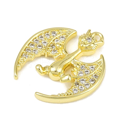Brass Micro Pave Clear Cubic Zirconia Pendants X-KK-L238-04G-1