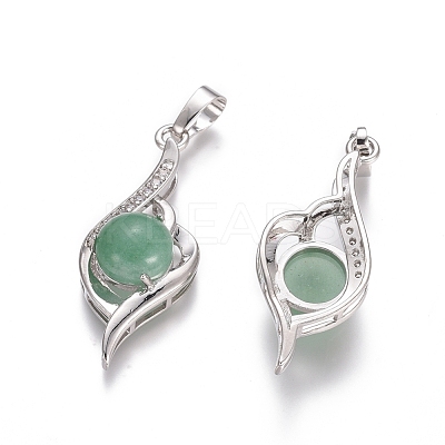 Natural Green Aventurine Pendants G-L512-G09-1