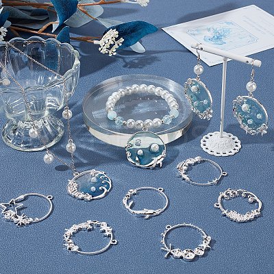 Alloy Open Back Bezel Pendants PALLOY-OC0001-65-1