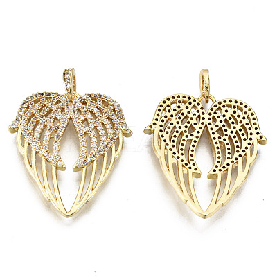 Brass Micro Pave Clear Cubic Zirconia Pendants ZIRC-S067-056-NF-1
