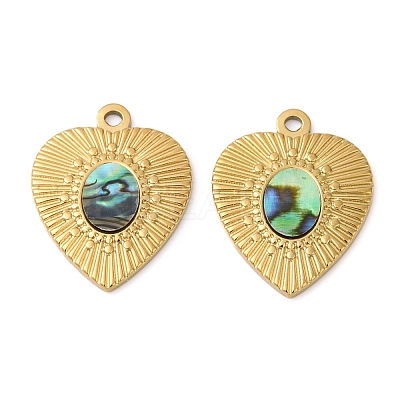 304 Stainless Steel Natural Paua Shell Pendants STAS-L288-06G-01-1