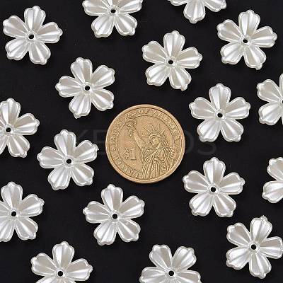 5-Petal Flower ABS Plastic Imitation Pearl Bead Caps LS-X-OACR-R016-21-1